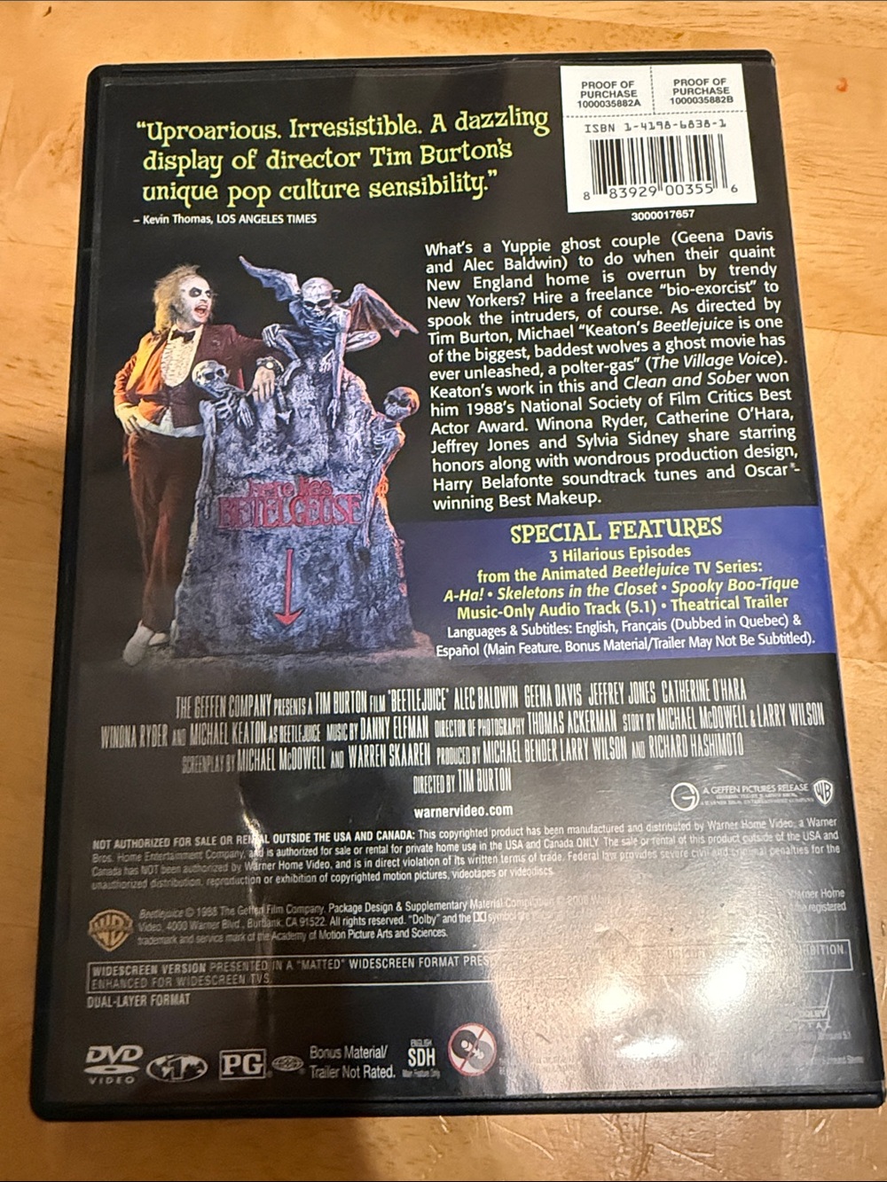 Beetlejuice 20th Anniversary Deluxe Edition DVD - Black & White Cover - Picture 2 of 3
